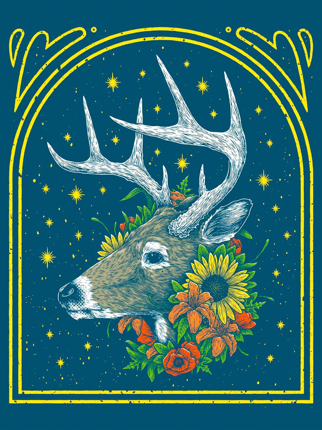 whitetail-and-flowers-art-