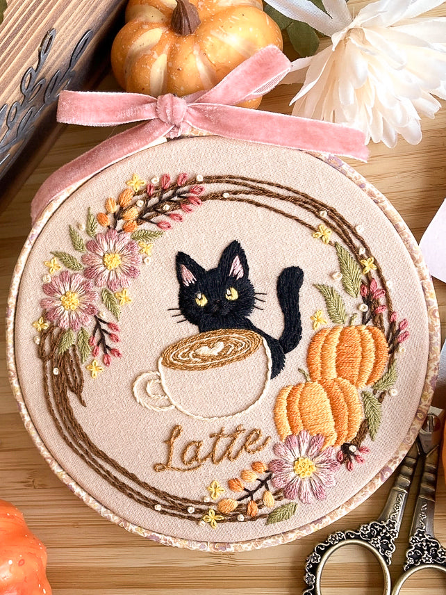 5" Pumpkin Latte Cat Embroidery Kit