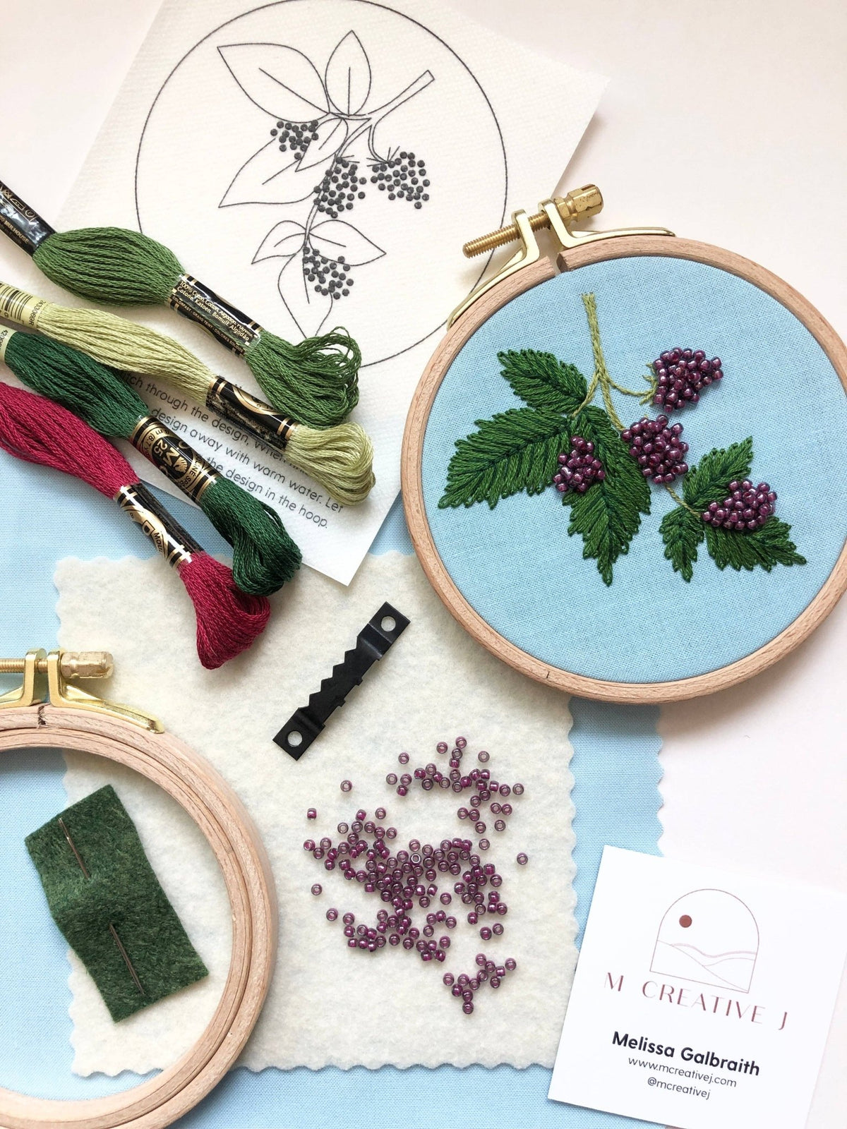 4" Beaded Berries Embroidery Kit - Shop at Persephone's Hearth