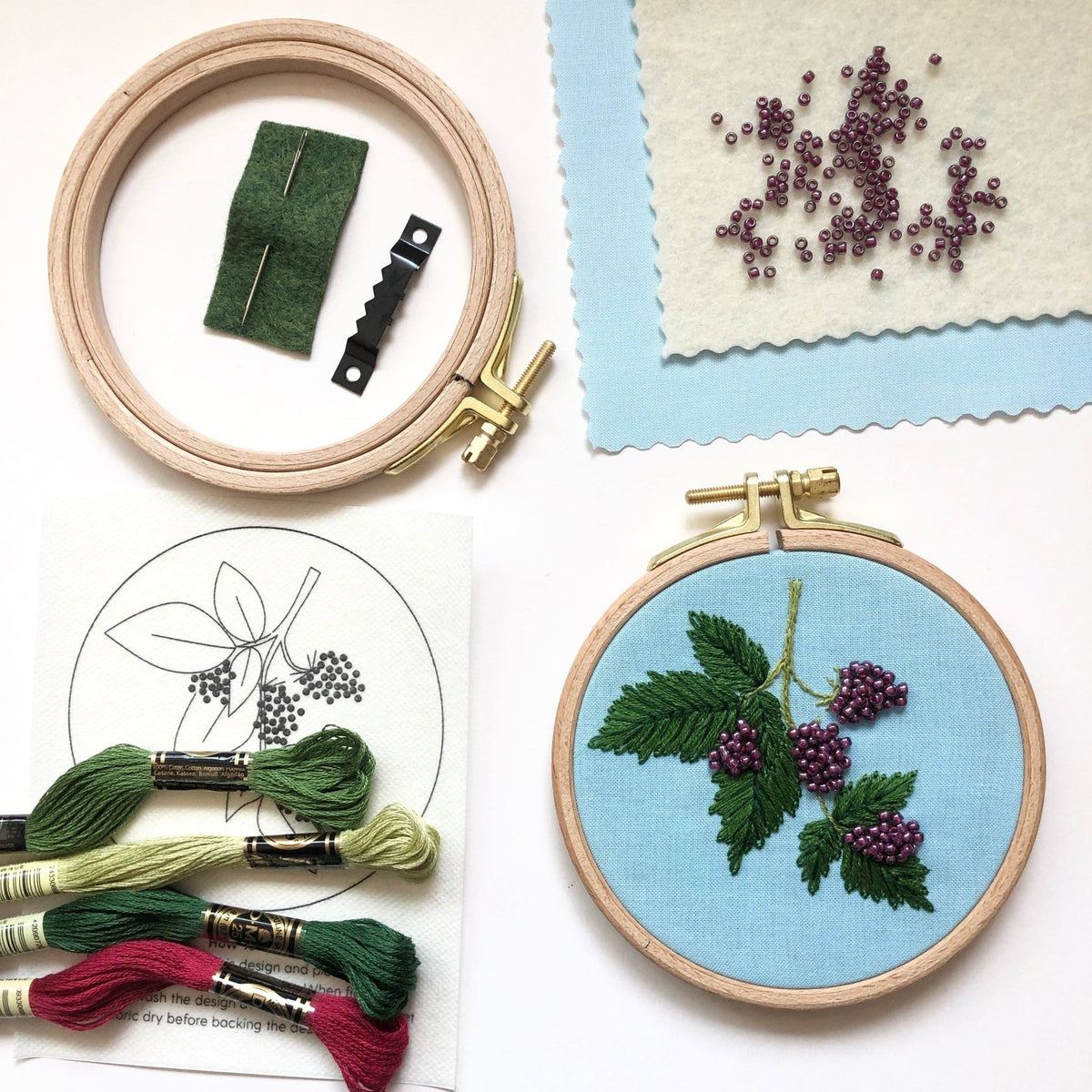 4" Beaded Berries Embroidery Kit - Shop at Persephone's Hearth