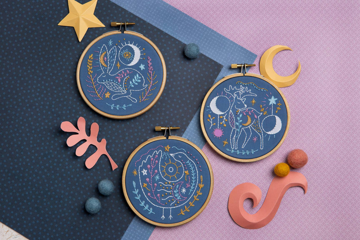 4" Beginner Celestial Frog Embroidery Kit - Shop at Persephone's Hearth