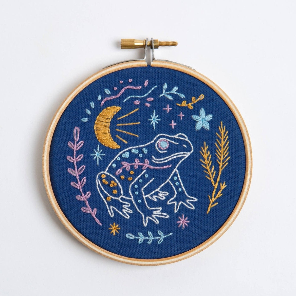 4" Beginner Celestial Frog Embroidery Kit - Shop at Persephone's Hearth