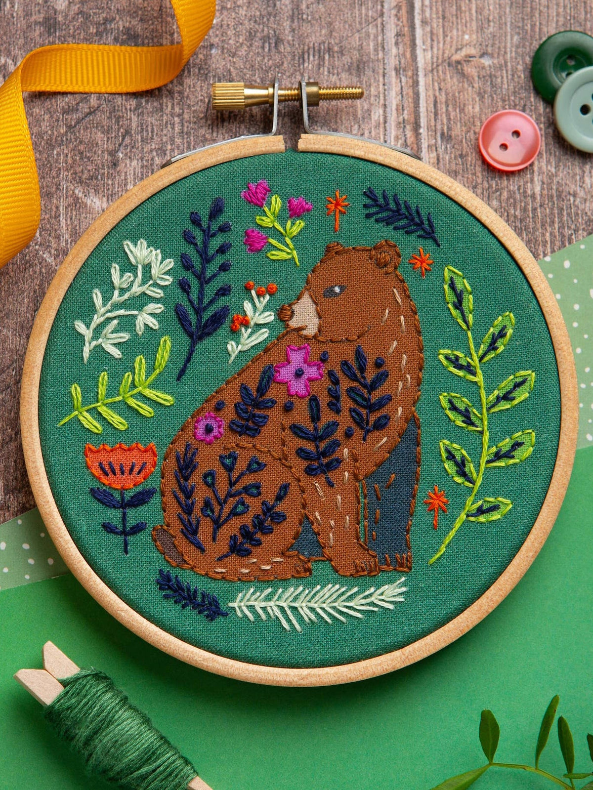4" Beginner Folk Bear Embroidery Kit - Shop at Persephone's Hearth