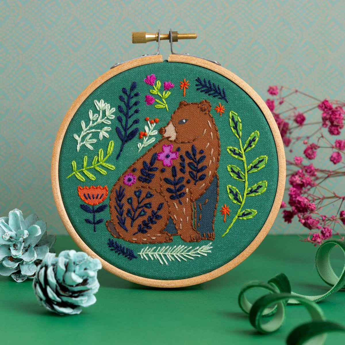 4" Beginner Folk Bear Embroidery Kit - Shop at Persephone's Hearth