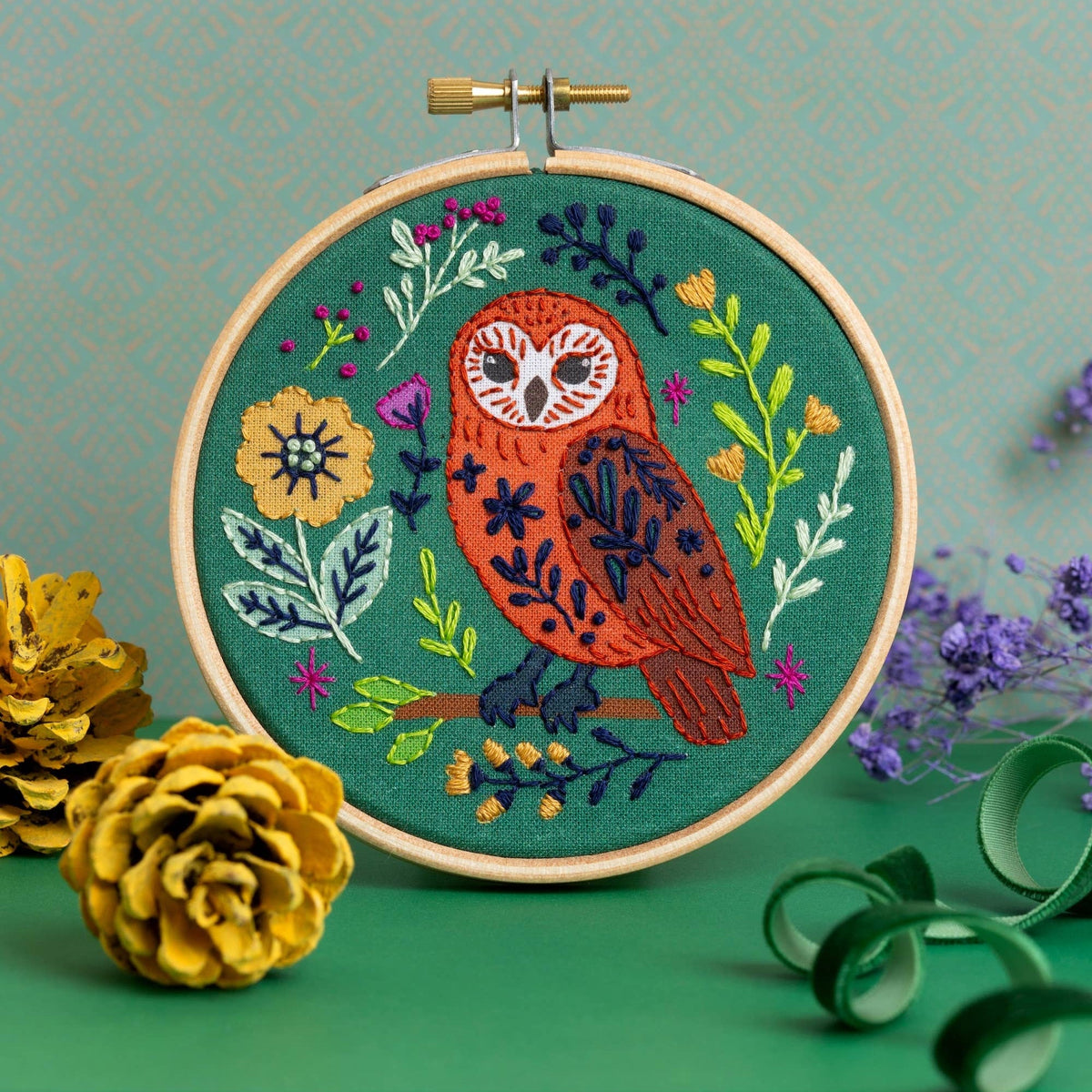 4" Beginner Folk Owl Embroidery Kit - Shop at Persephone's Hearth