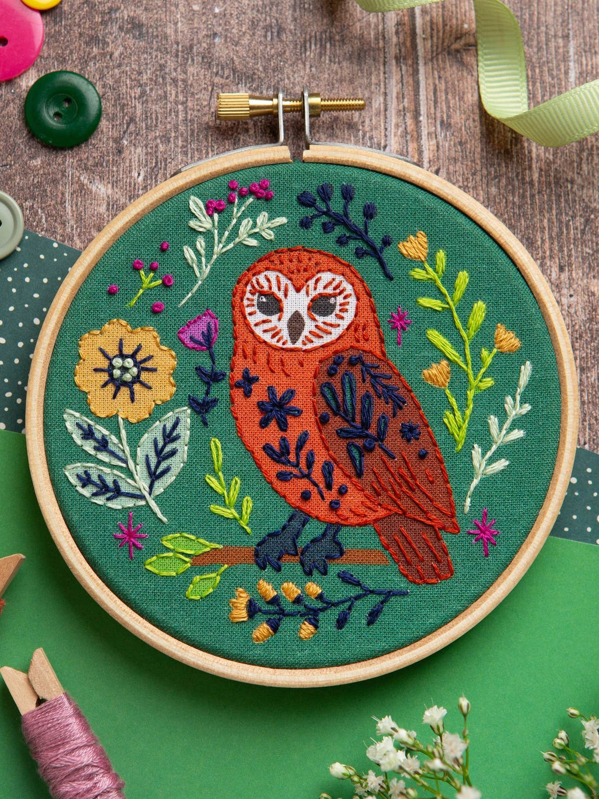 4" Beginner Folk Owl Embroidery Kit - Shop at Persephone's Hearth