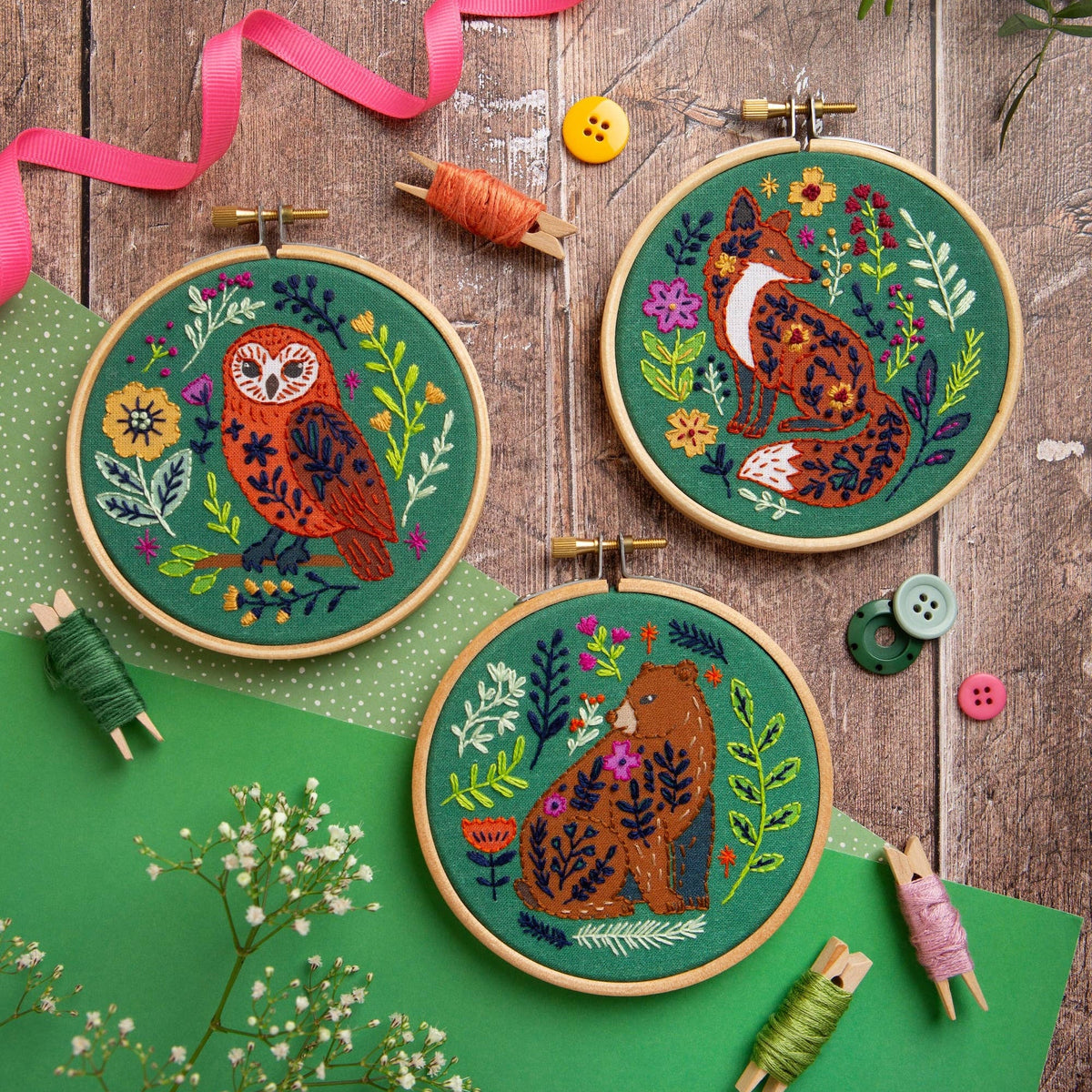 4" Beginner Folk Owl Embroidery Kit - Shop at Persephone's Hearth