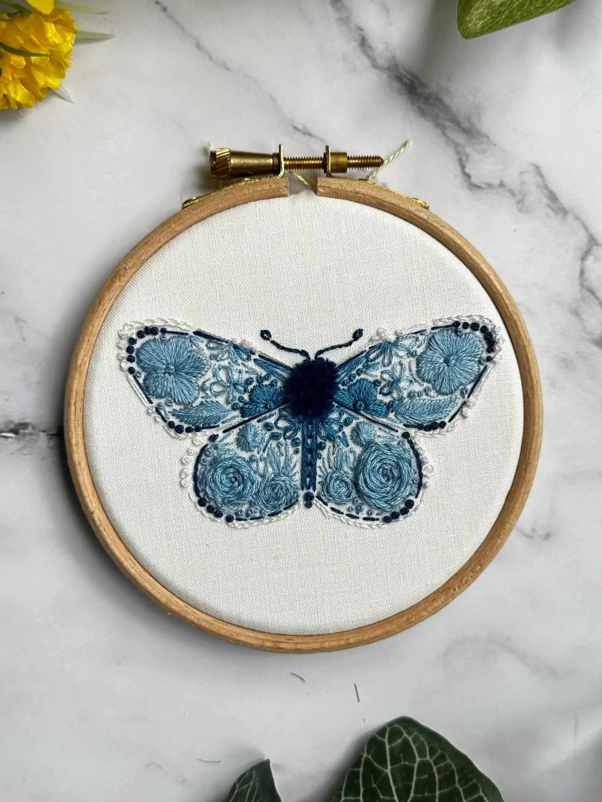 4" Beginner Karner Blue Butterfly Embroidery Kit - Shop at Persephone's Hearth