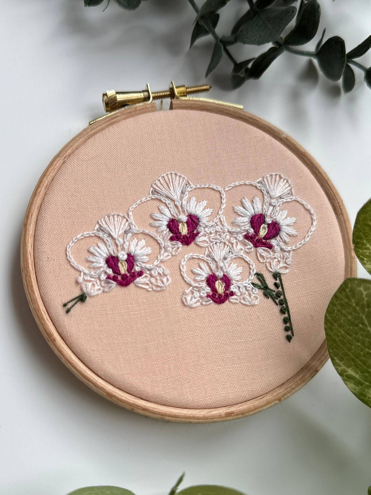 4" Beginner Opulent Orchid Embroidery Kit - Shop at Persephone's Hearth