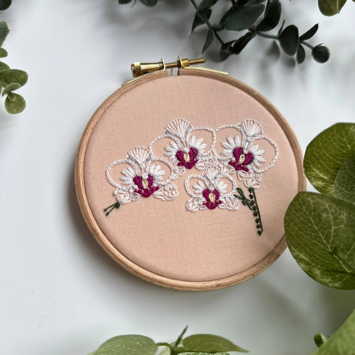 4" Beginner Opulent Orchid Embroidery Kit - Shop at Persephone's Hearth