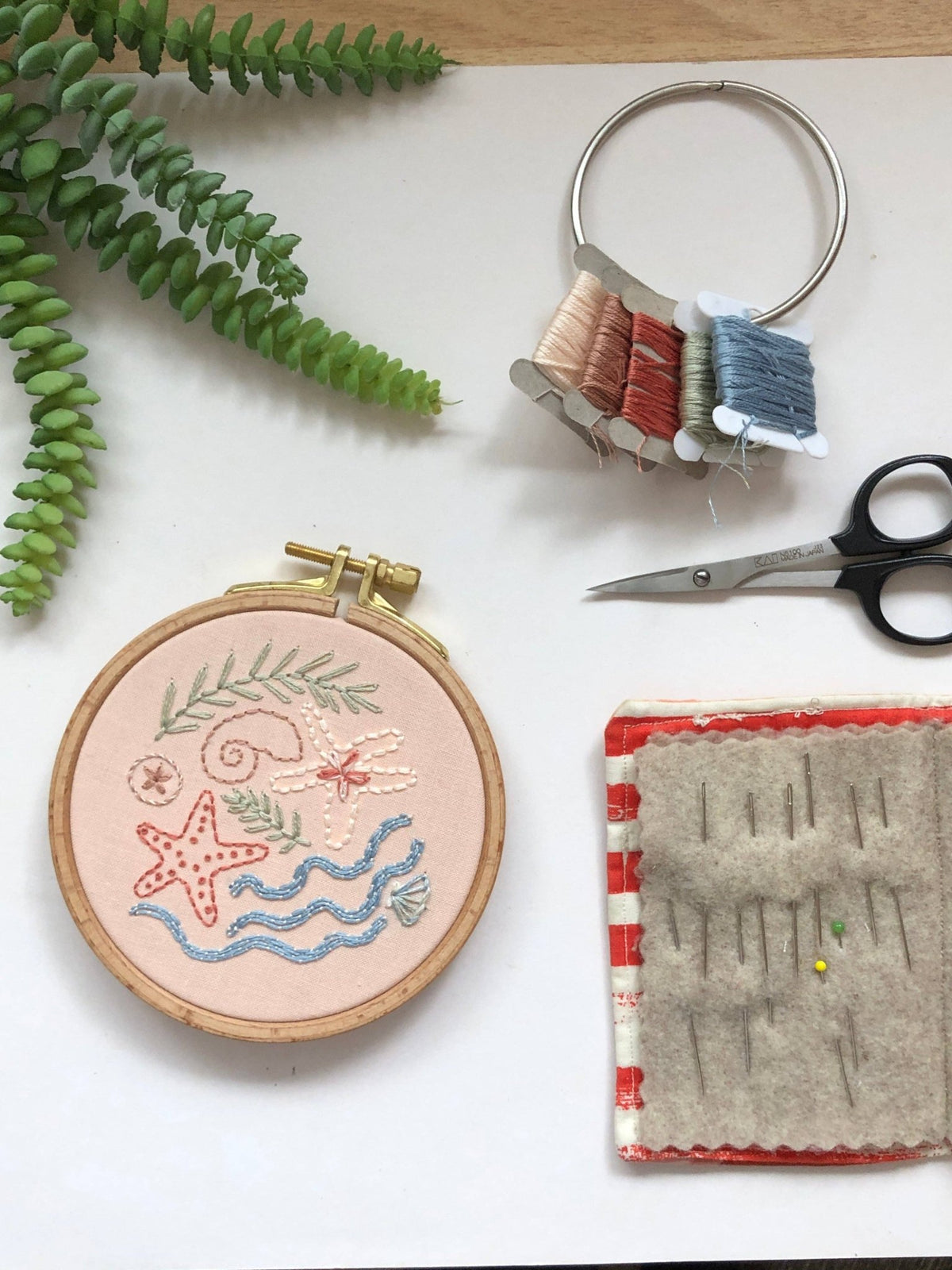 4" Beginner Seaside Treasures Beach Embroidery Kit - Shop at Persephone's Hearth