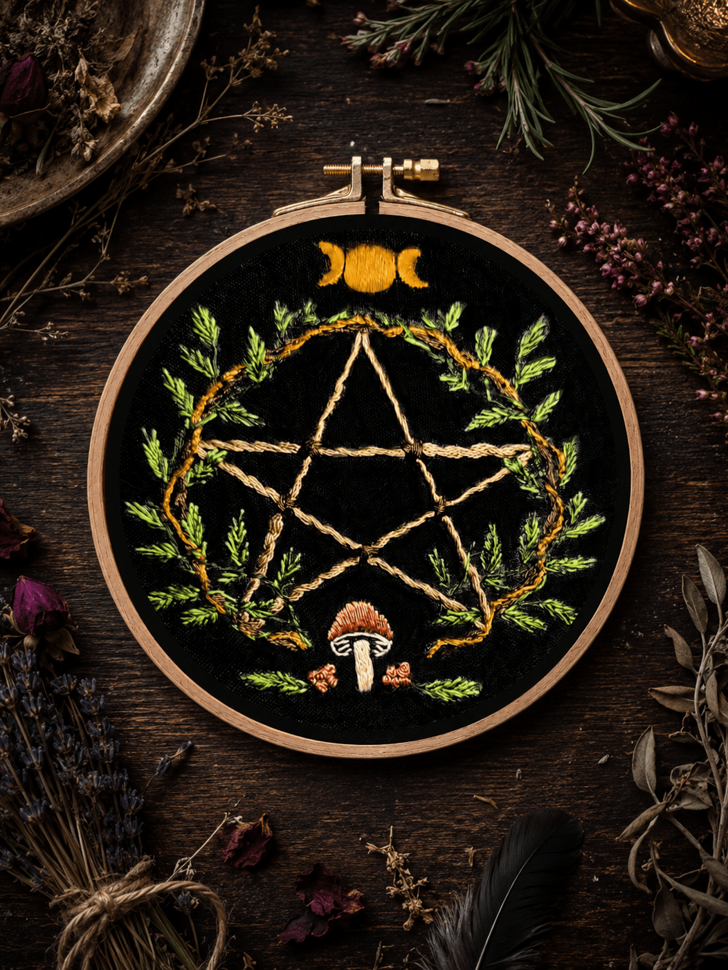 4" Beginner "Season of the Witch" Embroidery Kit - Shop at Persephone's Hearth