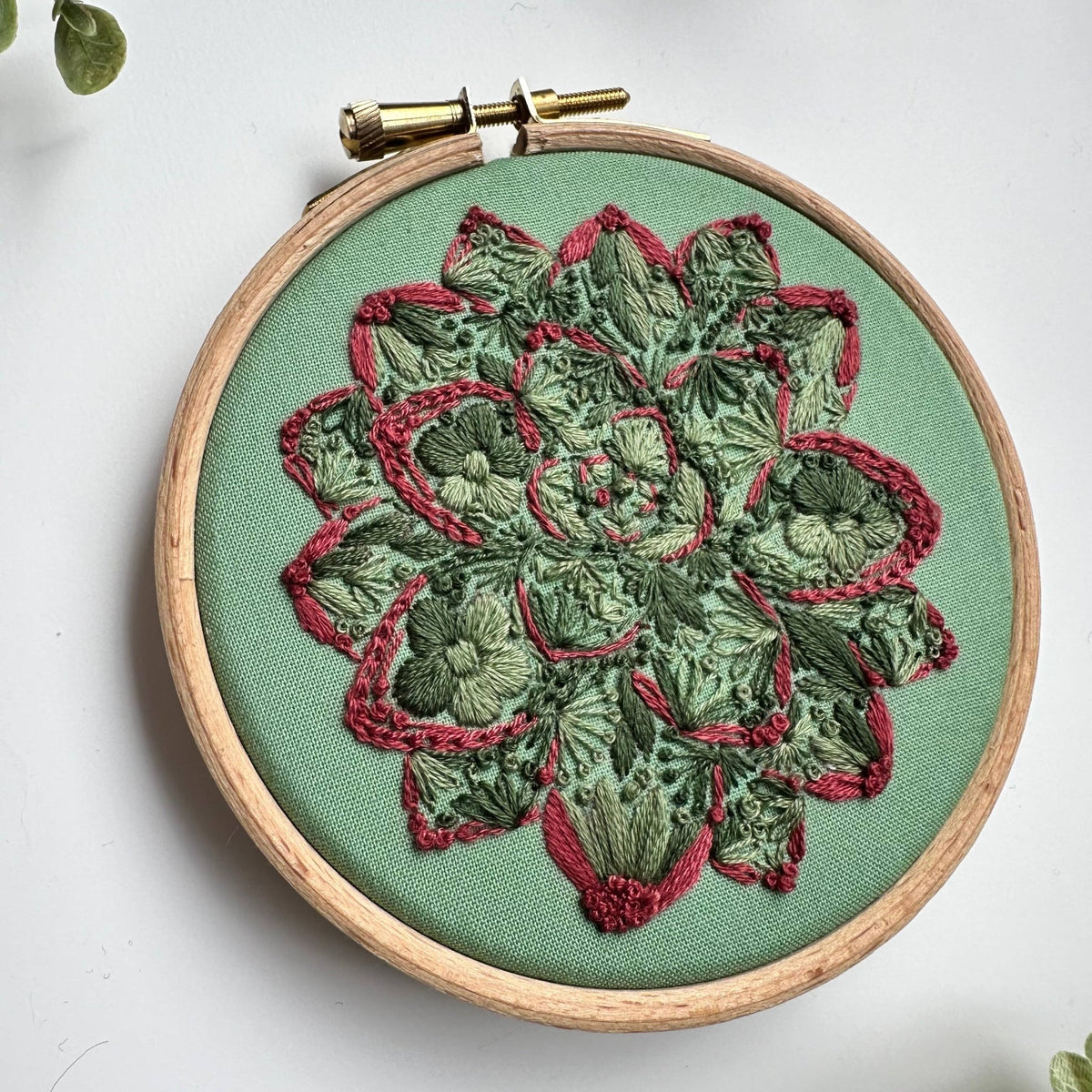 4" Beginner Sun - Kissed Succulent Embroidery Kit - Shop at Persephone's Hearth