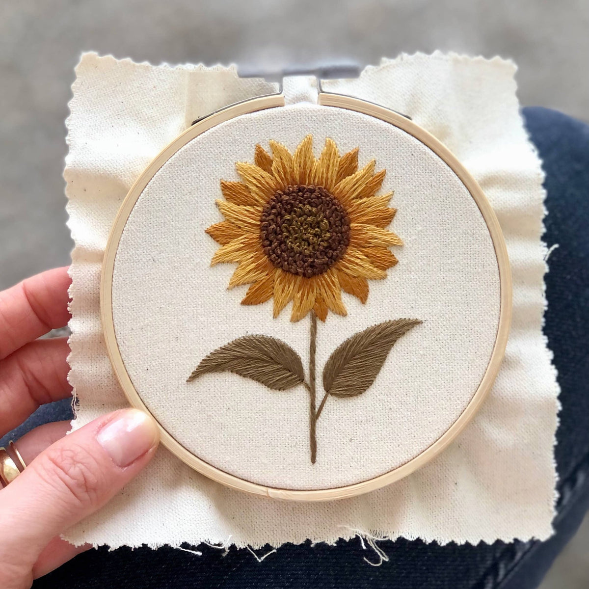 4" Beginner Sunflower Embroidery Kit - Shop at Persephone's Hearth