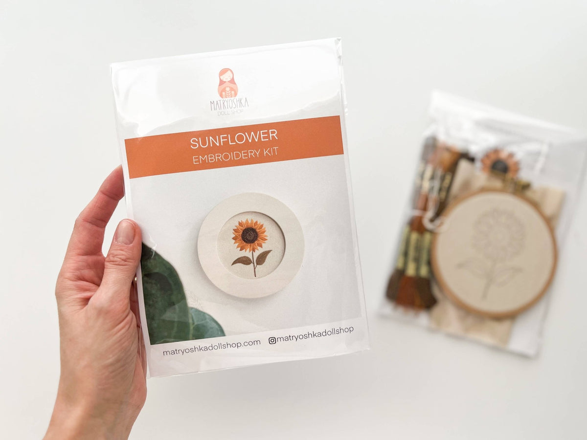 4" Beginner Sunflower Embroidery Kit - Shop at Persephone's Hearth