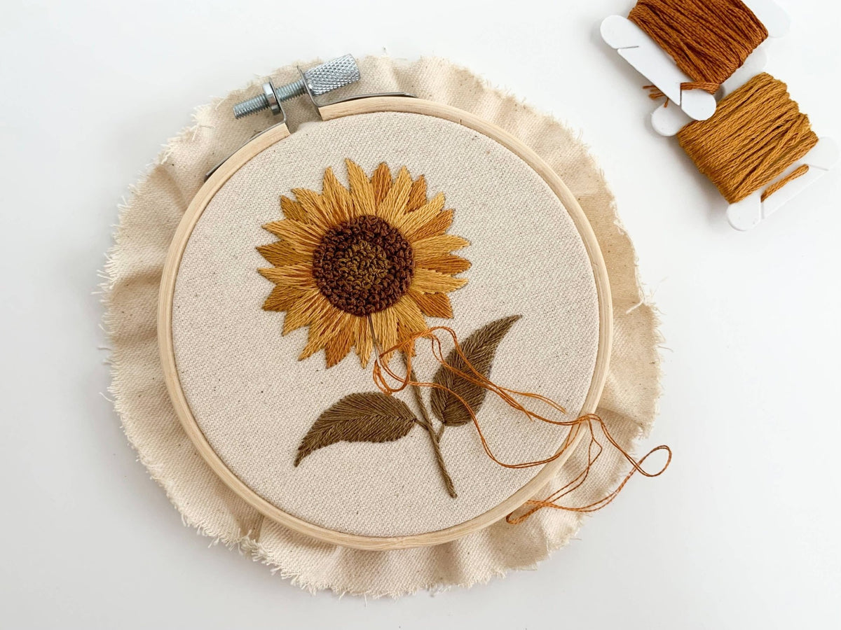 4" Beginner Sunflower Embroidery Kit - Shop at Persephone's Hearth