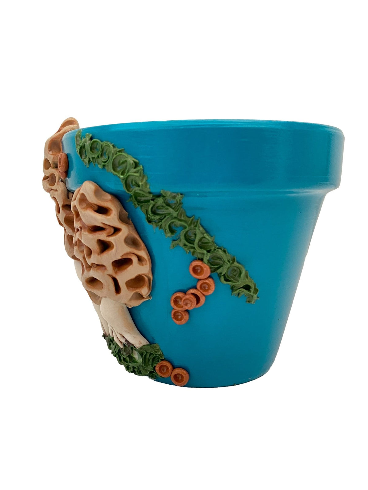 4" Blue Morel Mushroom Motif Plant Pot - Shop at Persephone's Hearth