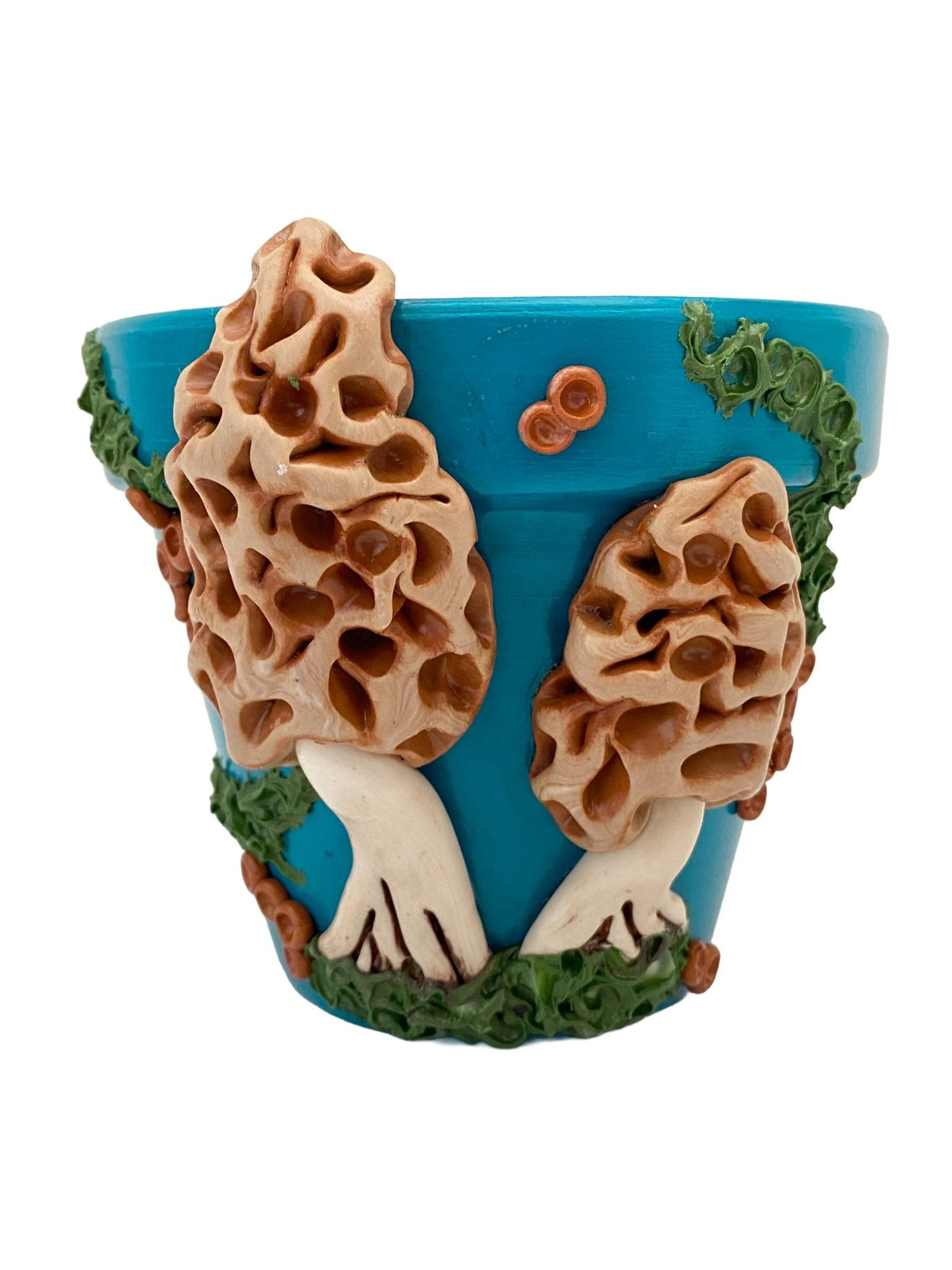 4" Blue Morel Mushroom Motif Plant Pot - Shop at Persephone's Hearth
