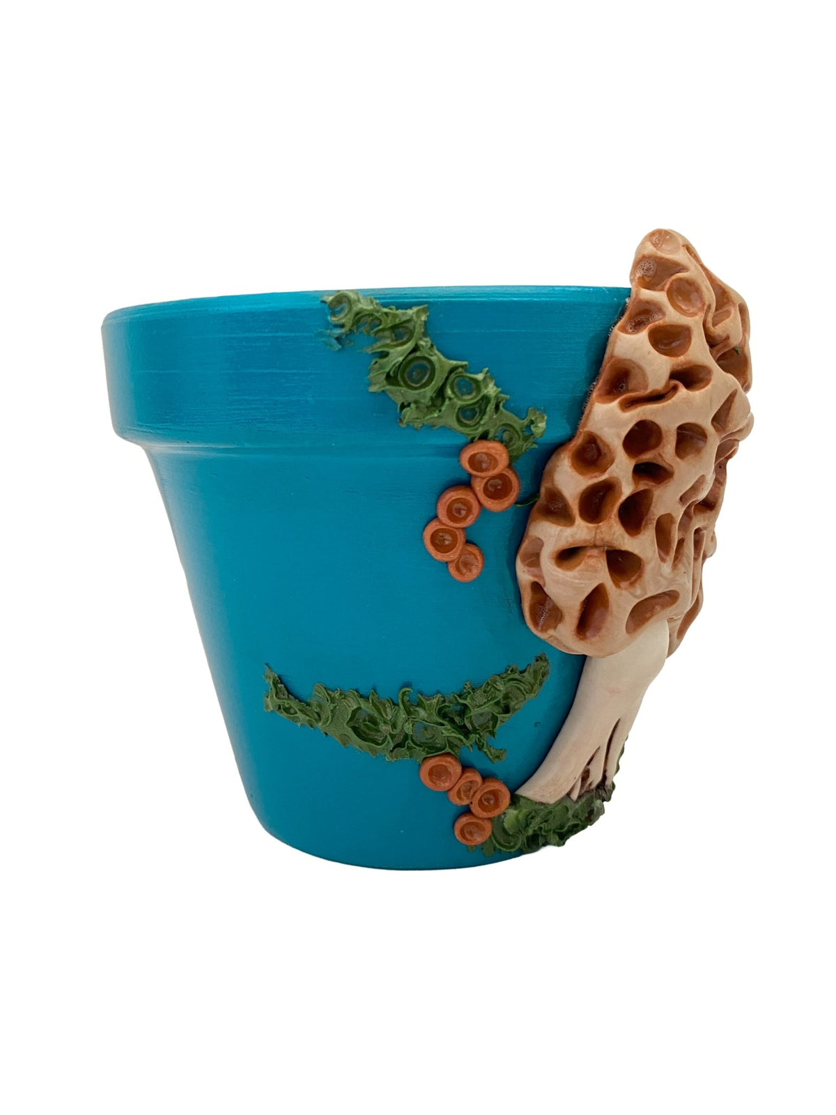 4" Blue Morel Mushroom Motif Plant Pot - Shop at Persephone's Hearth