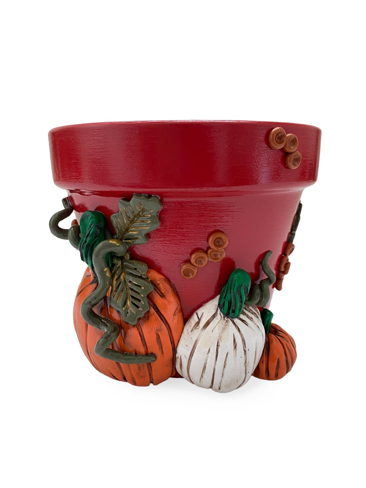 4" Limited Edition Red Pumpkin Motif Plant Pot - Shop at Persephone's Hearth