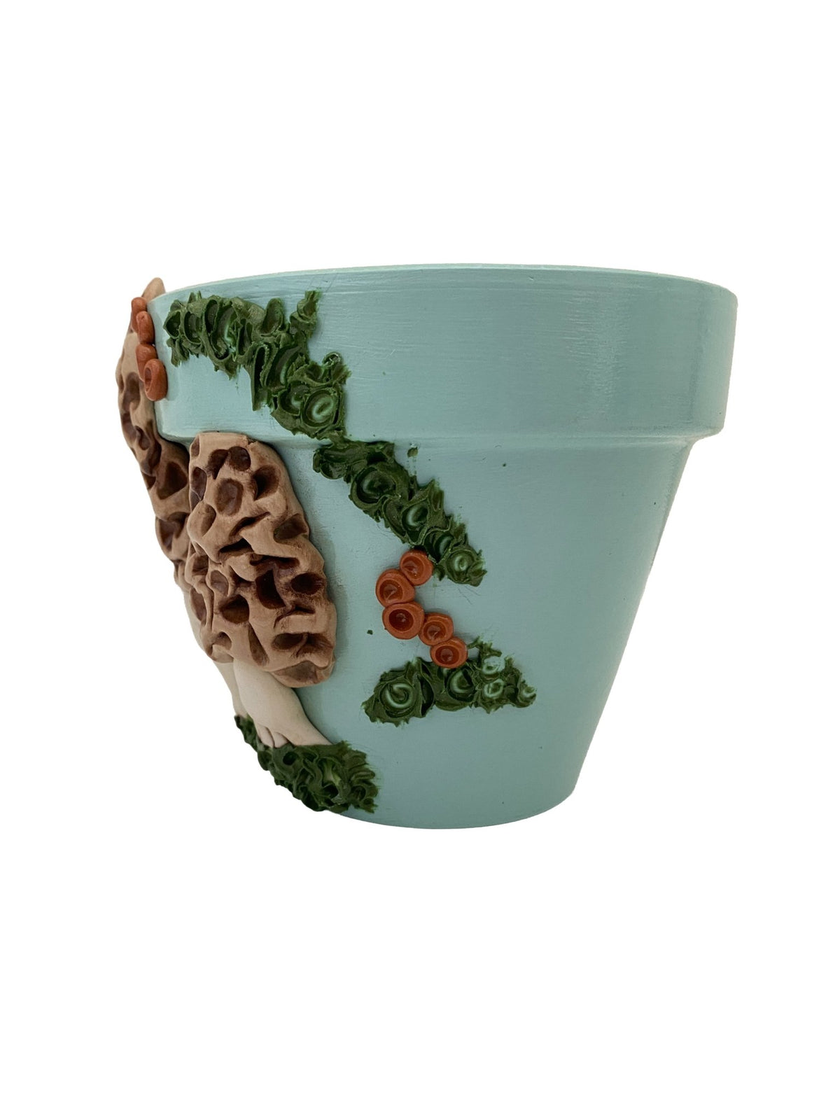 4" Sky Blue Morel Mushroom Motif Plant Pot - Shop at Persephone's Hearth