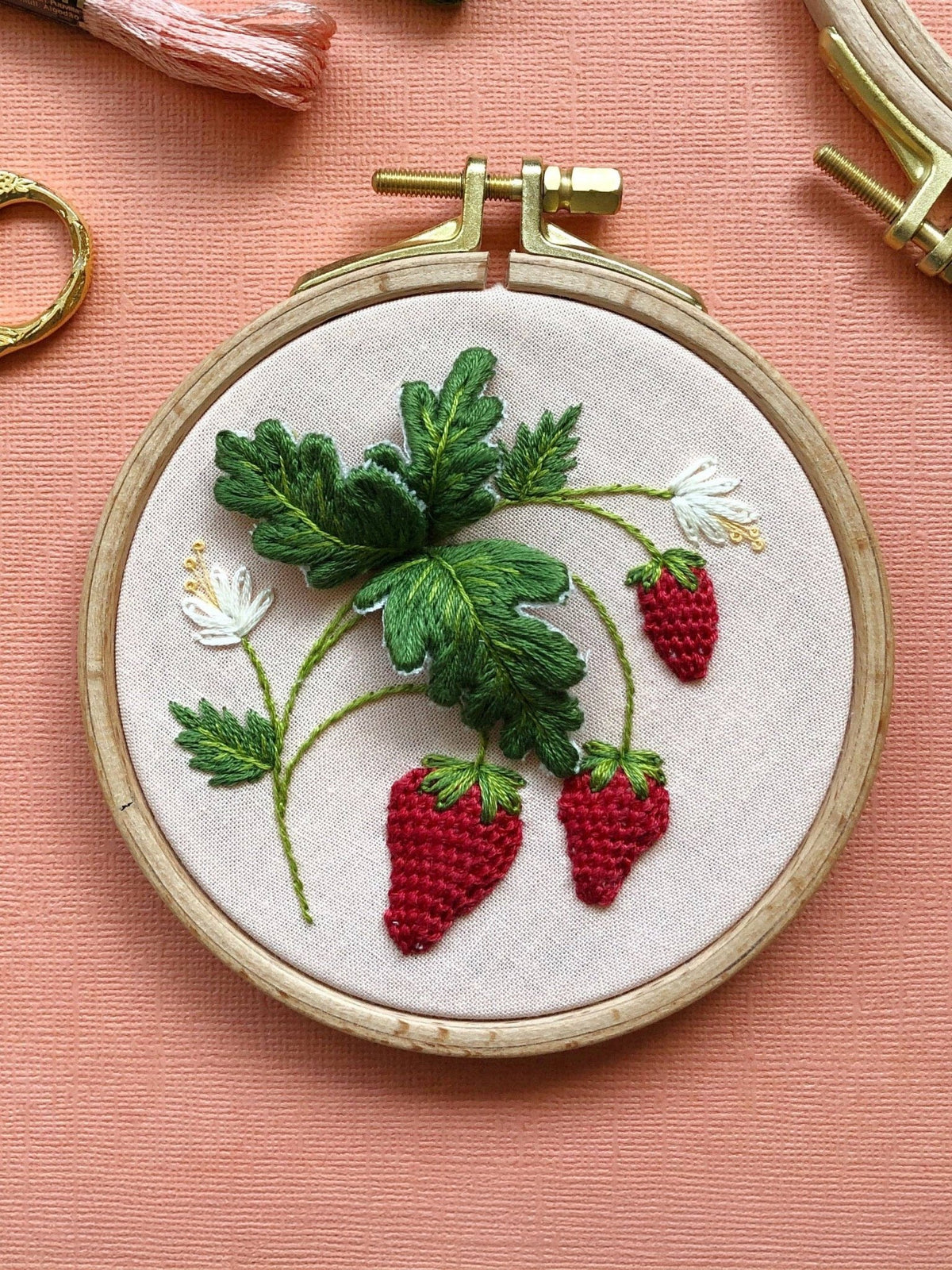 4" Stumpwork Strawberries 3D Embroidery Kit - Shop at Persephone's Hearth