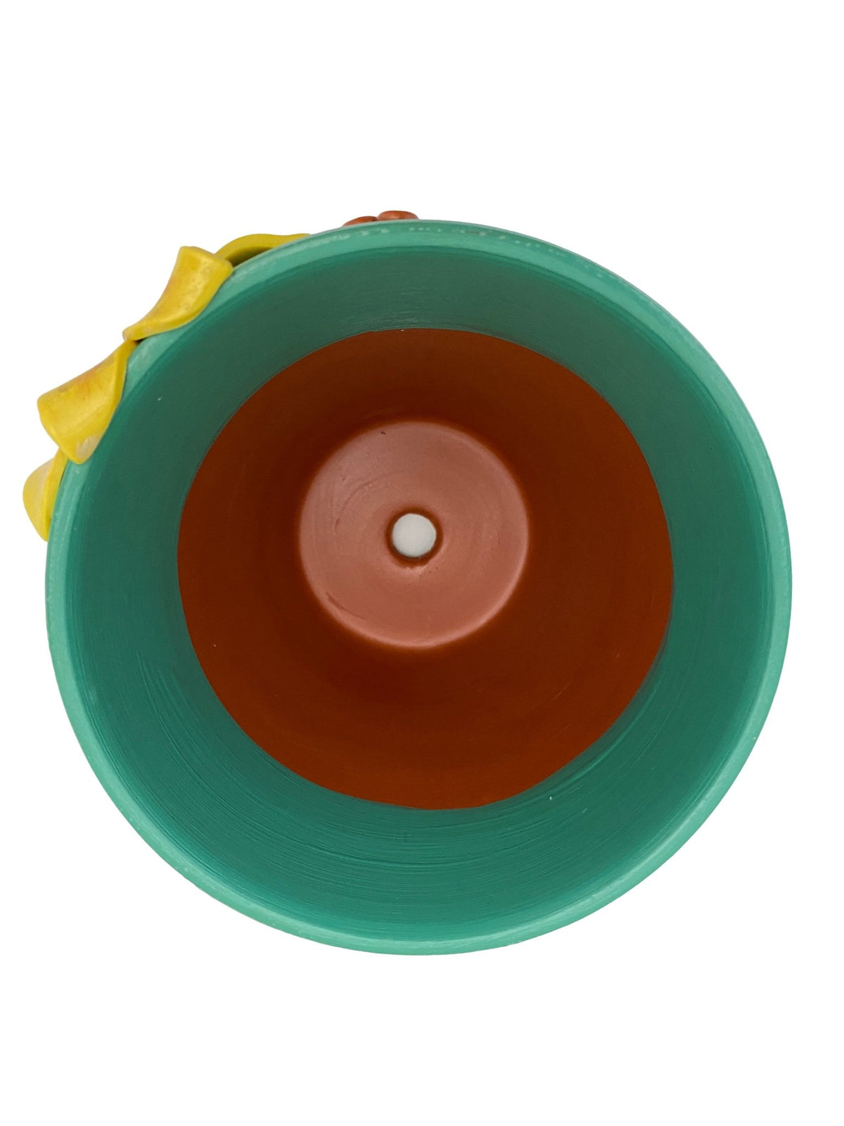 4" Teal and Yellow Flower Motif Plant Pot - Shop at Persephone's Hearth