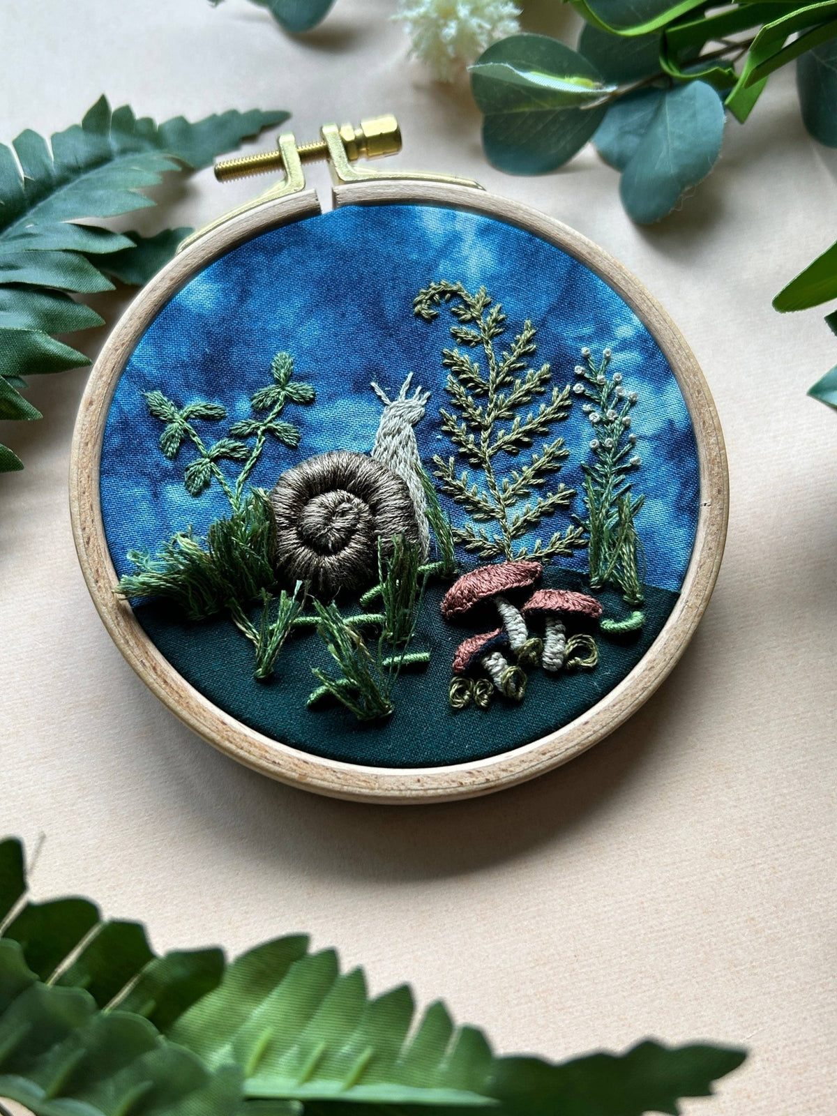 4" Woodland Snail 3D Embroidery Kit - Shop at Persephone's Hearth