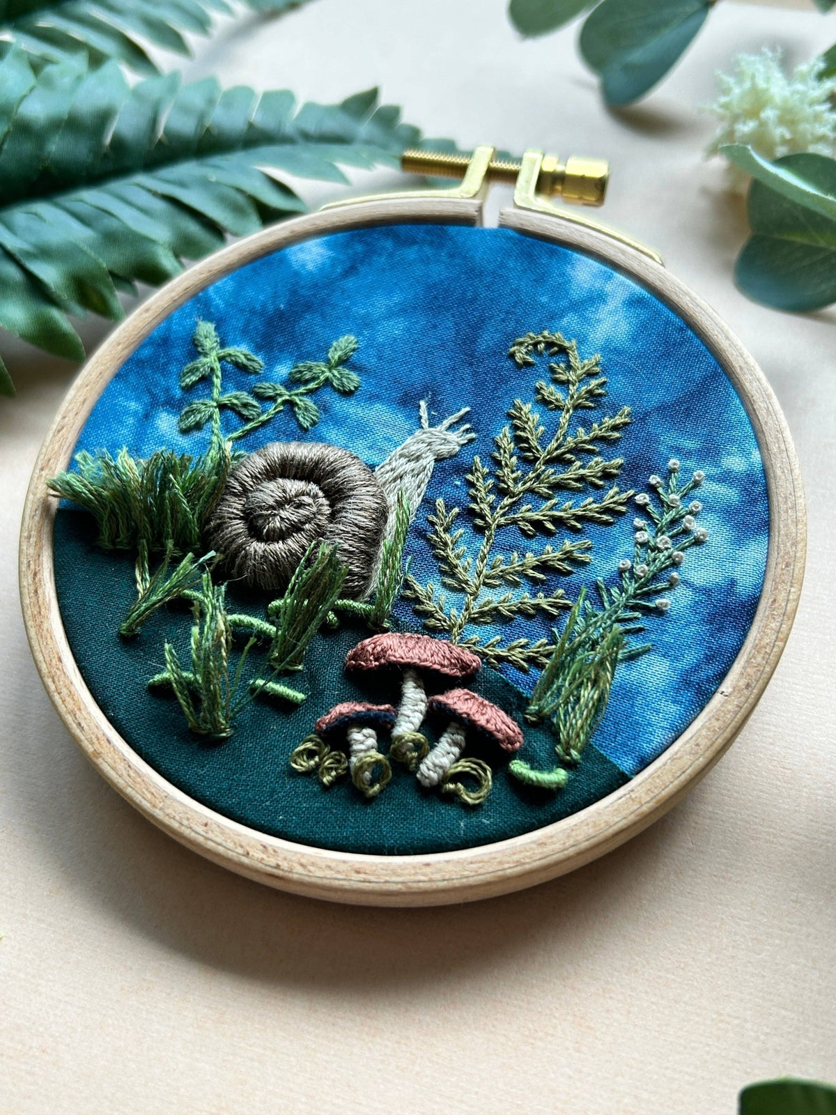 4" Woodland Snail 3D Embroidery Kit - Shop at Persephone's Hearth