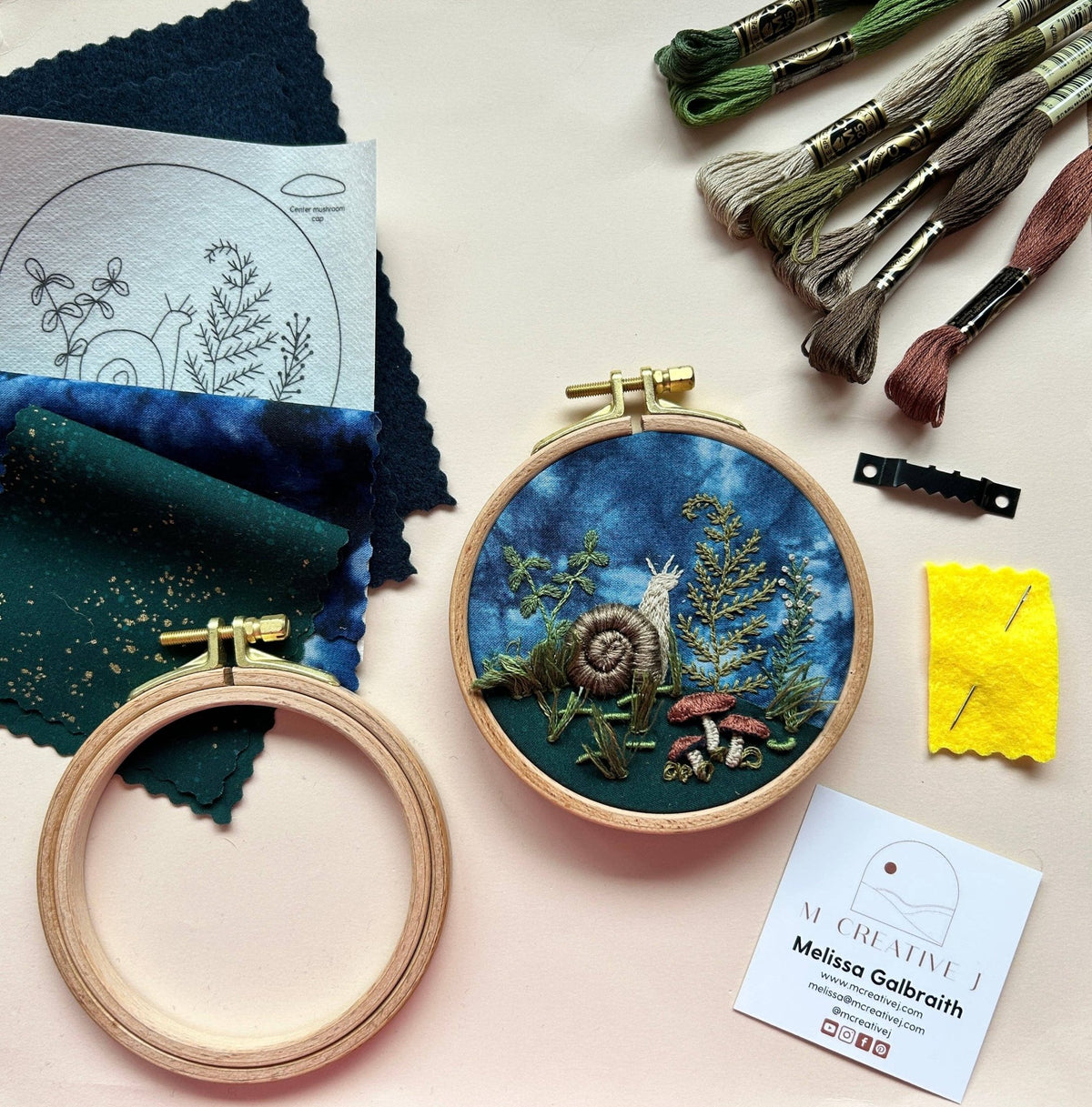 4" Woodland Snail 3D Embroidery Kit - Shop at Persephone's Hearth