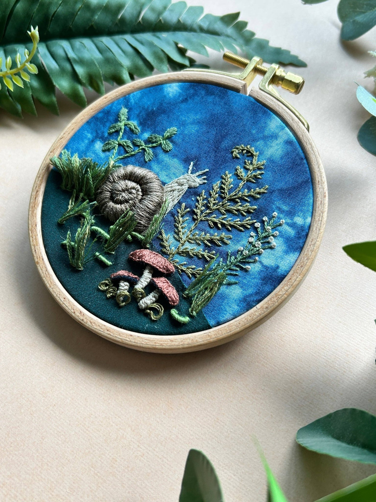 4" Woodland Snail 3D Embroidery Kit - Shop at Persephone's Hearth