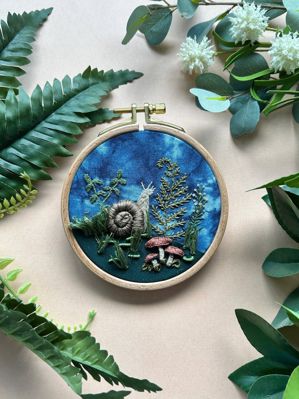 4" Woodland Snail 3D Embroidery Kit - Shop at Persephone's Hearth