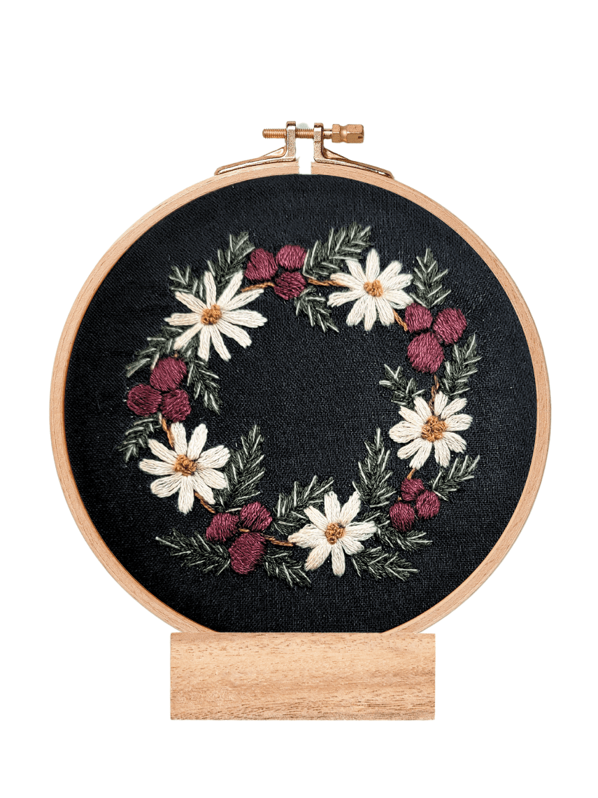 4" Yuletide Wreath Hand Embroidery Kit - Shop at Persephone's Hearth