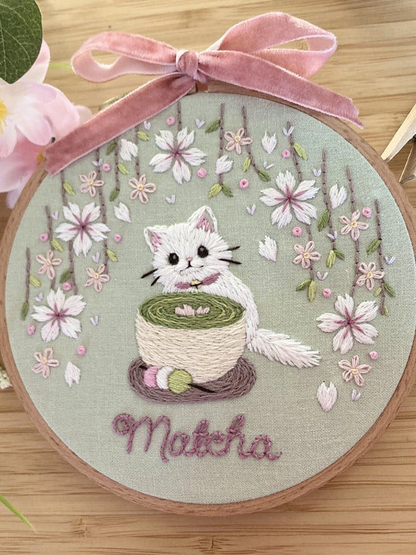 5" Matcha Cat Embroidery Kit