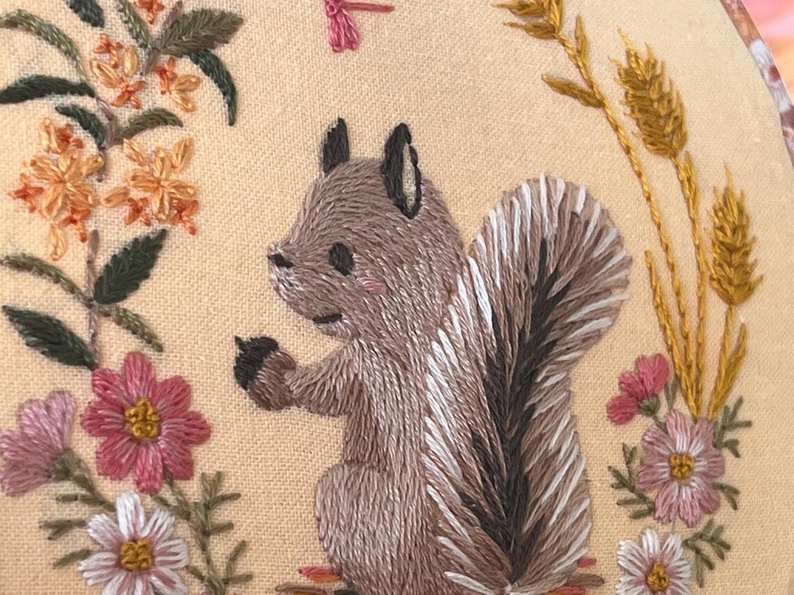 5" Autumn Squirrel Embroidery Kit - Shop at Persephone's Hearth