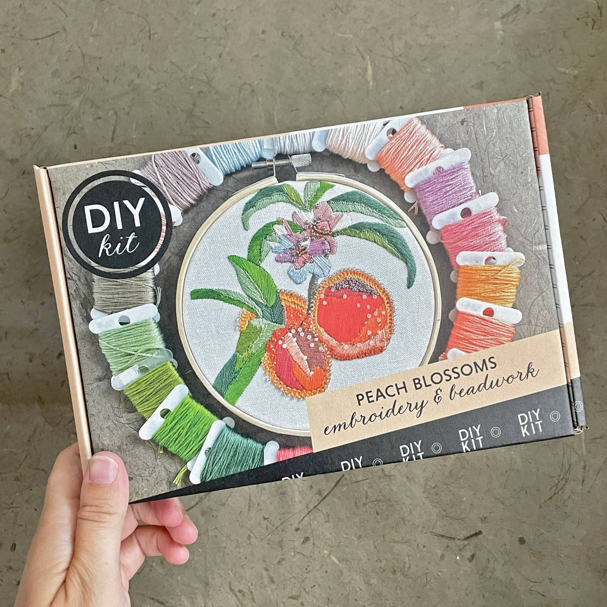 5" Beaded Peach Blossoms Embroidery Kit - Shop at Persephone's Hearth