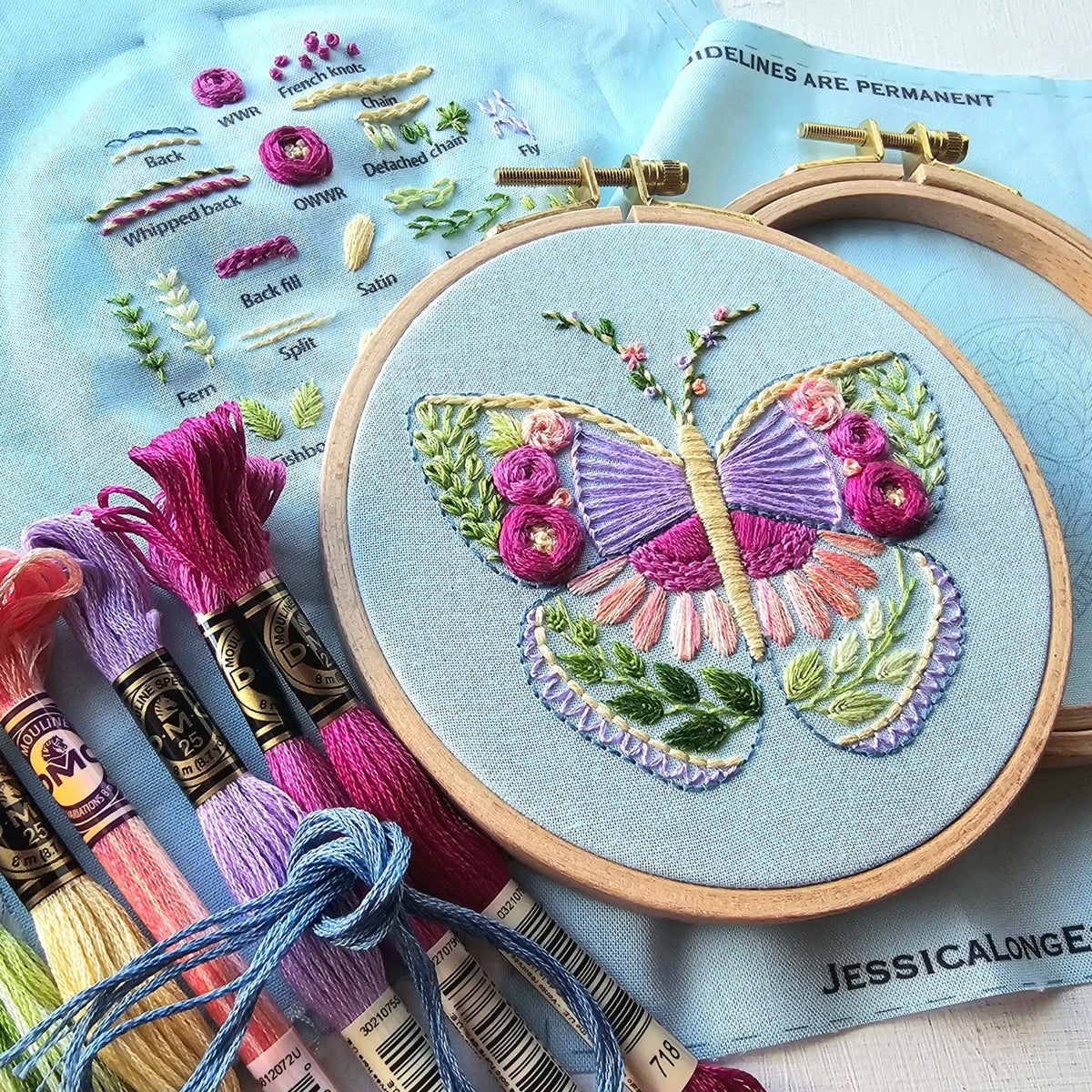 5" Beginner Butterfly Sampler Embroidery Kit - Shop at Persephone's Hearth