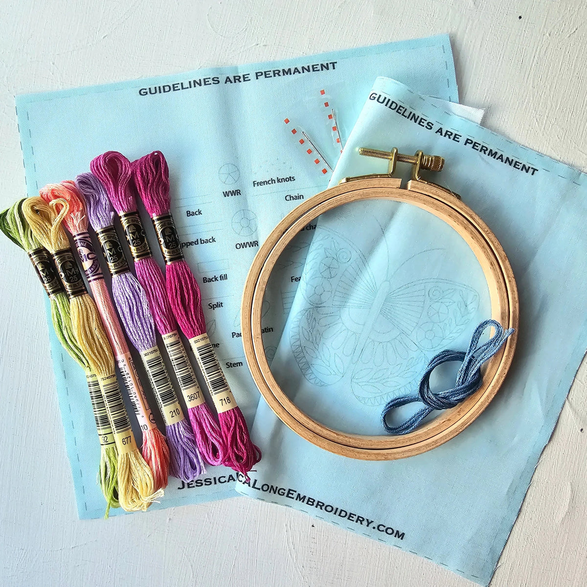 5" Beginner Butterfly Sampler Embroidery Kit - Shop at Persephone's Hearth
