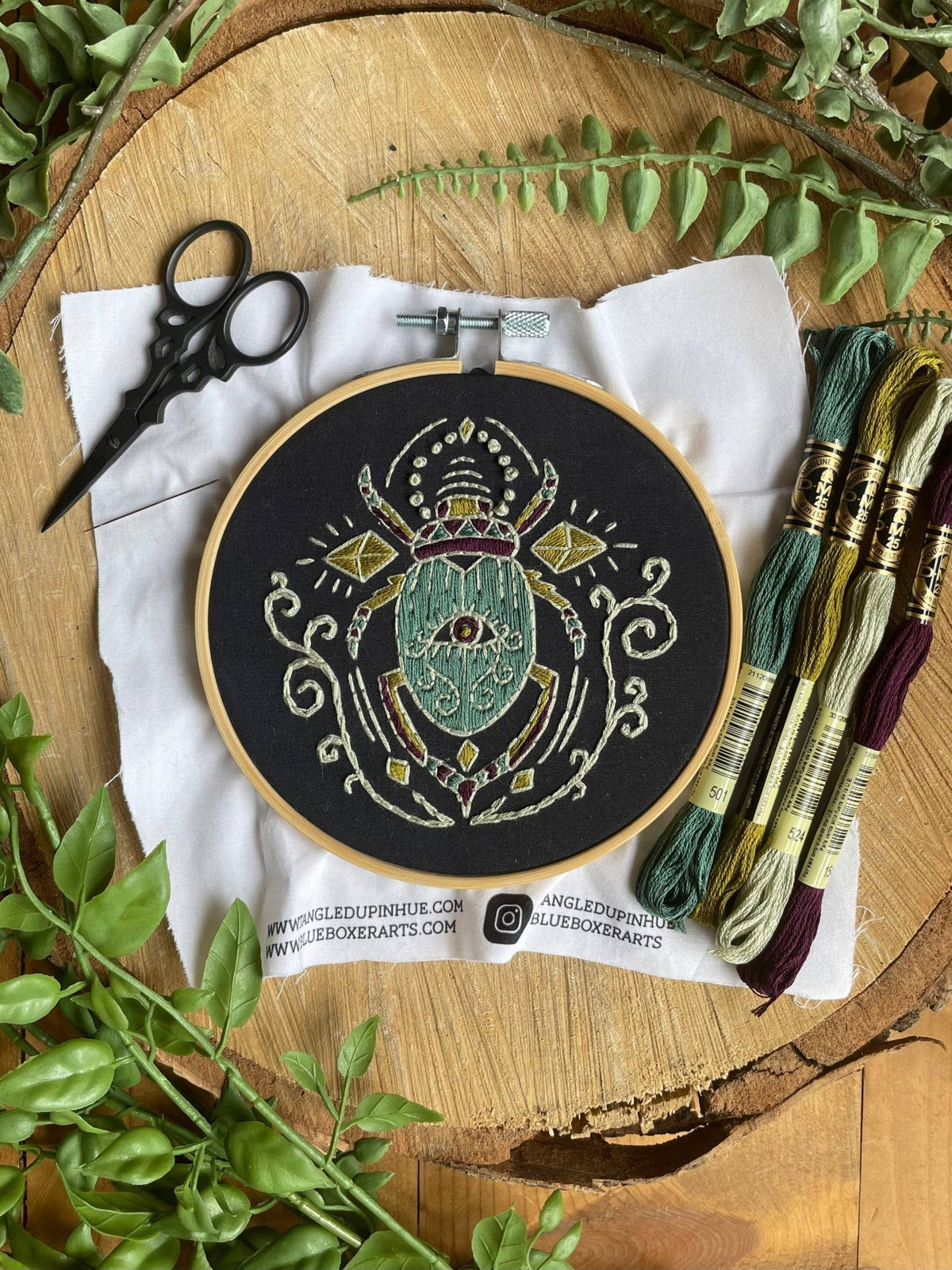 5" Beginner Eyes Wide Beetle Embroidery Kit - Shop at Persephone's Hearth