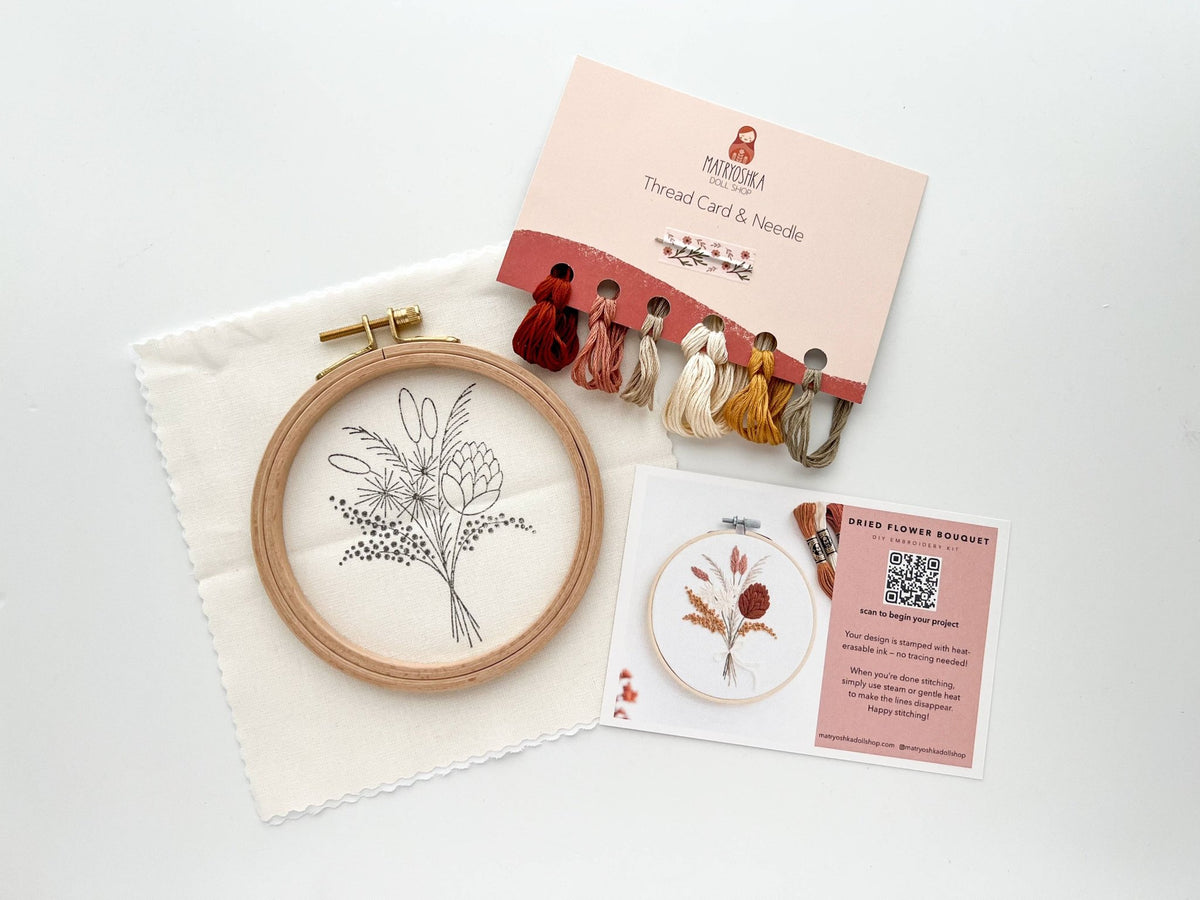 5" Beginner Flowers Bouquet Embroidery Kit - Shop at Persephone's Hearth