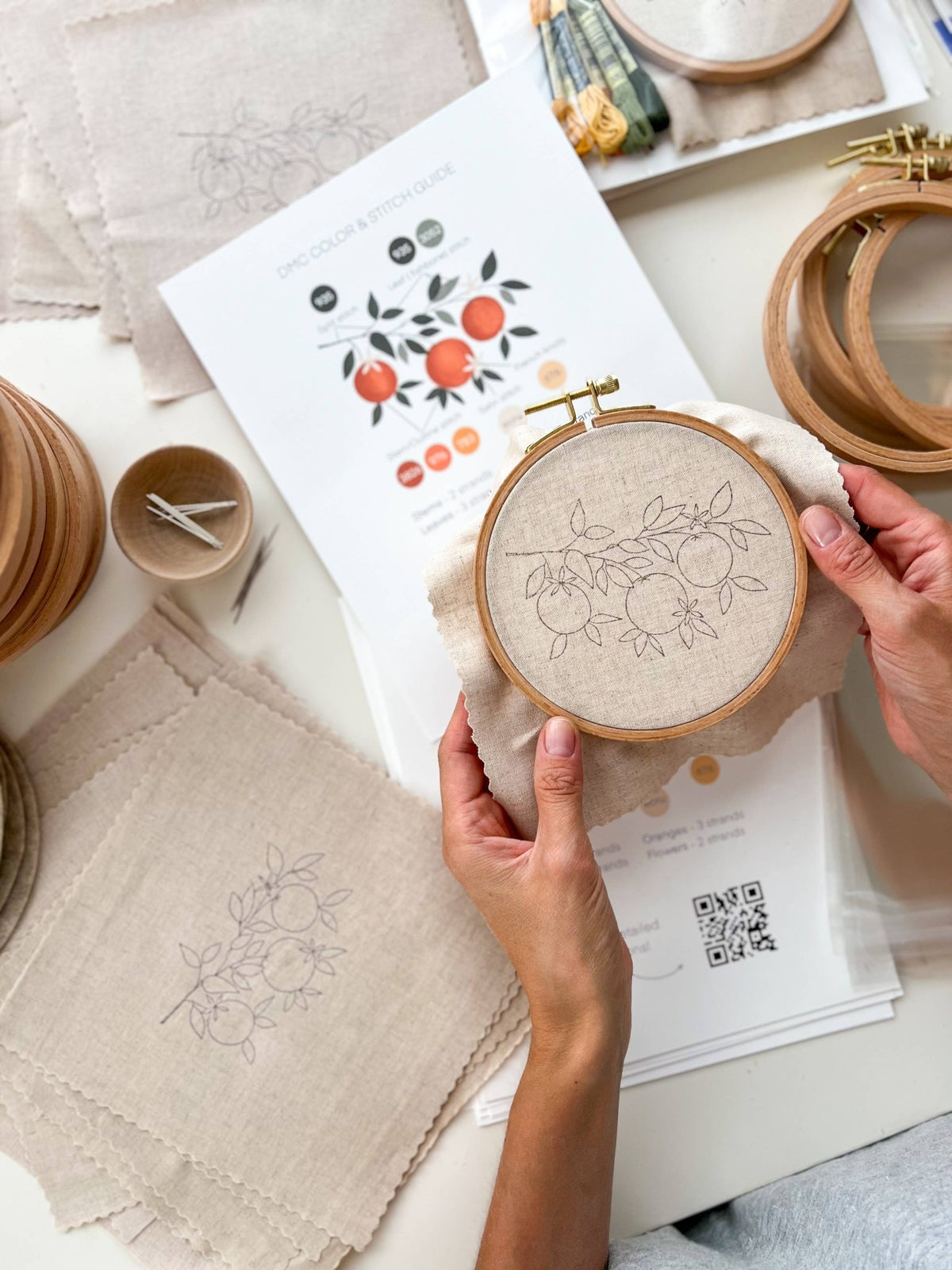 5" Beginner Orange Branch Embroidery Kit - Shop at Persephone's Hearth