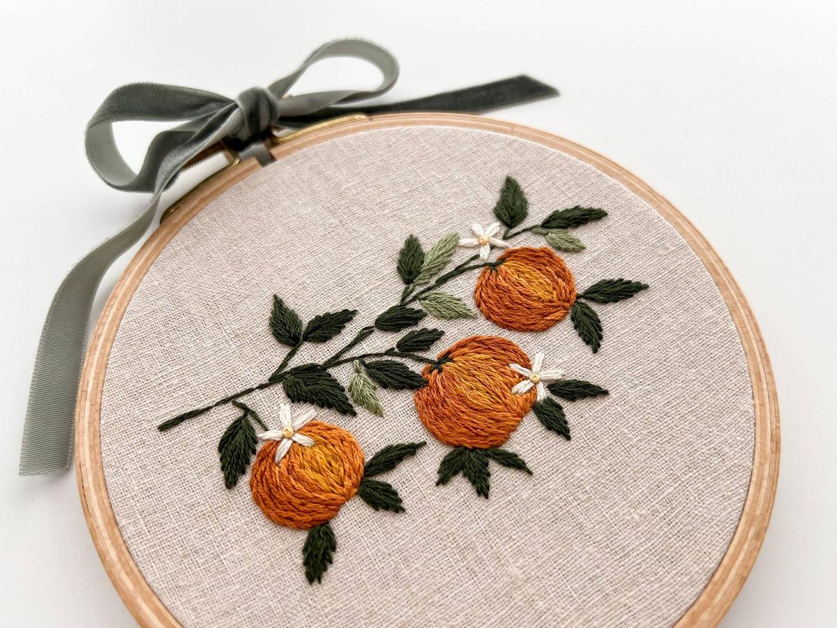 5" Beginner Orange Branch Embroidery Kit - Shop at Persephone's Hearth