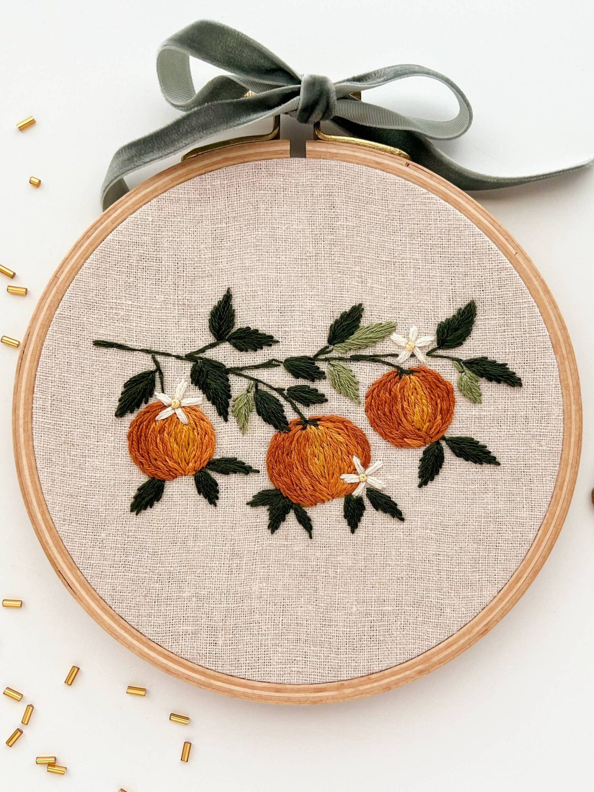 5" Beginner Orange Branch Embroidery Kit - Shop at Persephone's Hearth