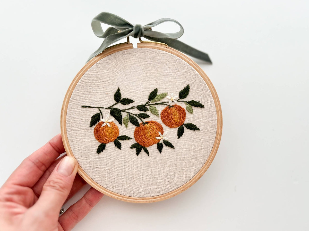 5" Beginner Orange Branch Embroidery Kit - Shop at Persephone's Hearth