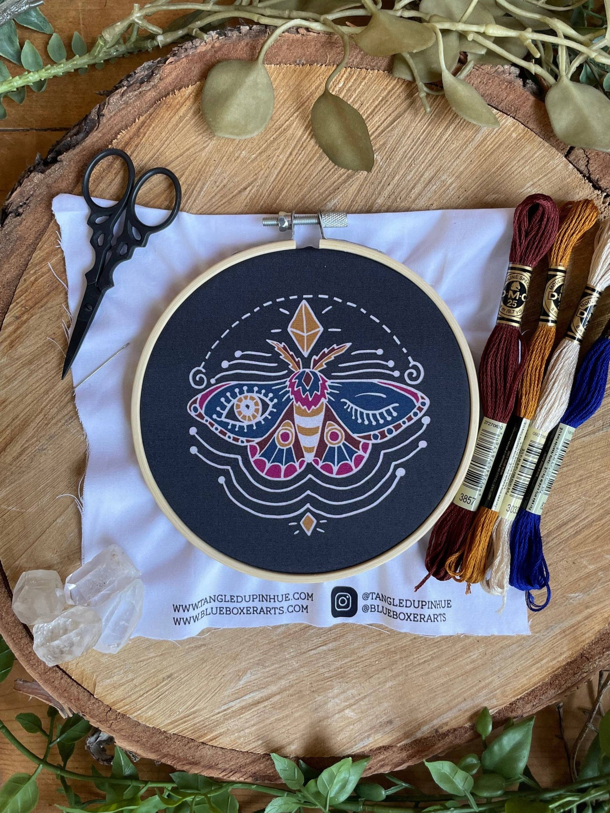 5" Beginner Winking Moth Embroidery Kit - Shop at Persephone's Hearth