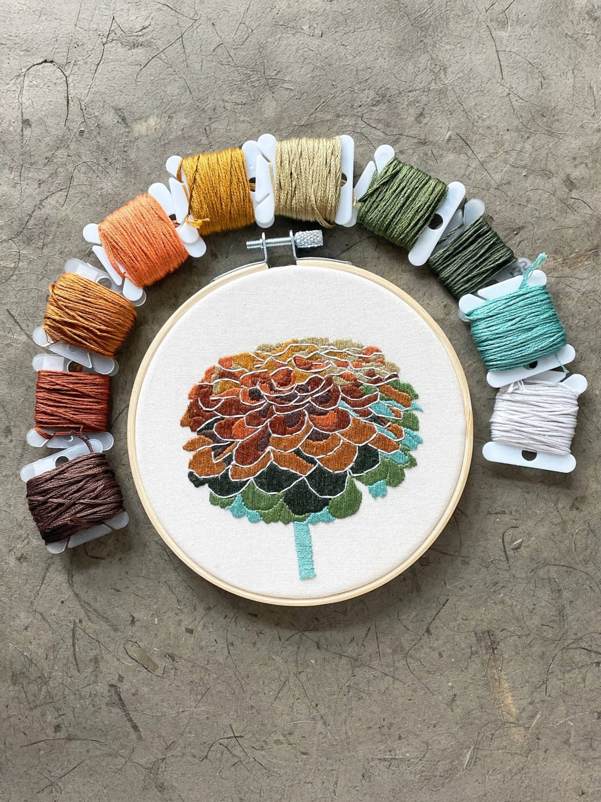 5" Beginner Zinnia No. 2 Embroidery Kit - Shop at Persephone's Hearth