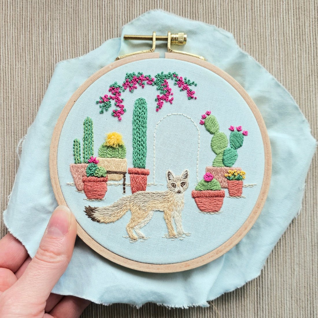 5" Desert Kit Fox Embroidery Kit - Shop at Persephone's Hearth