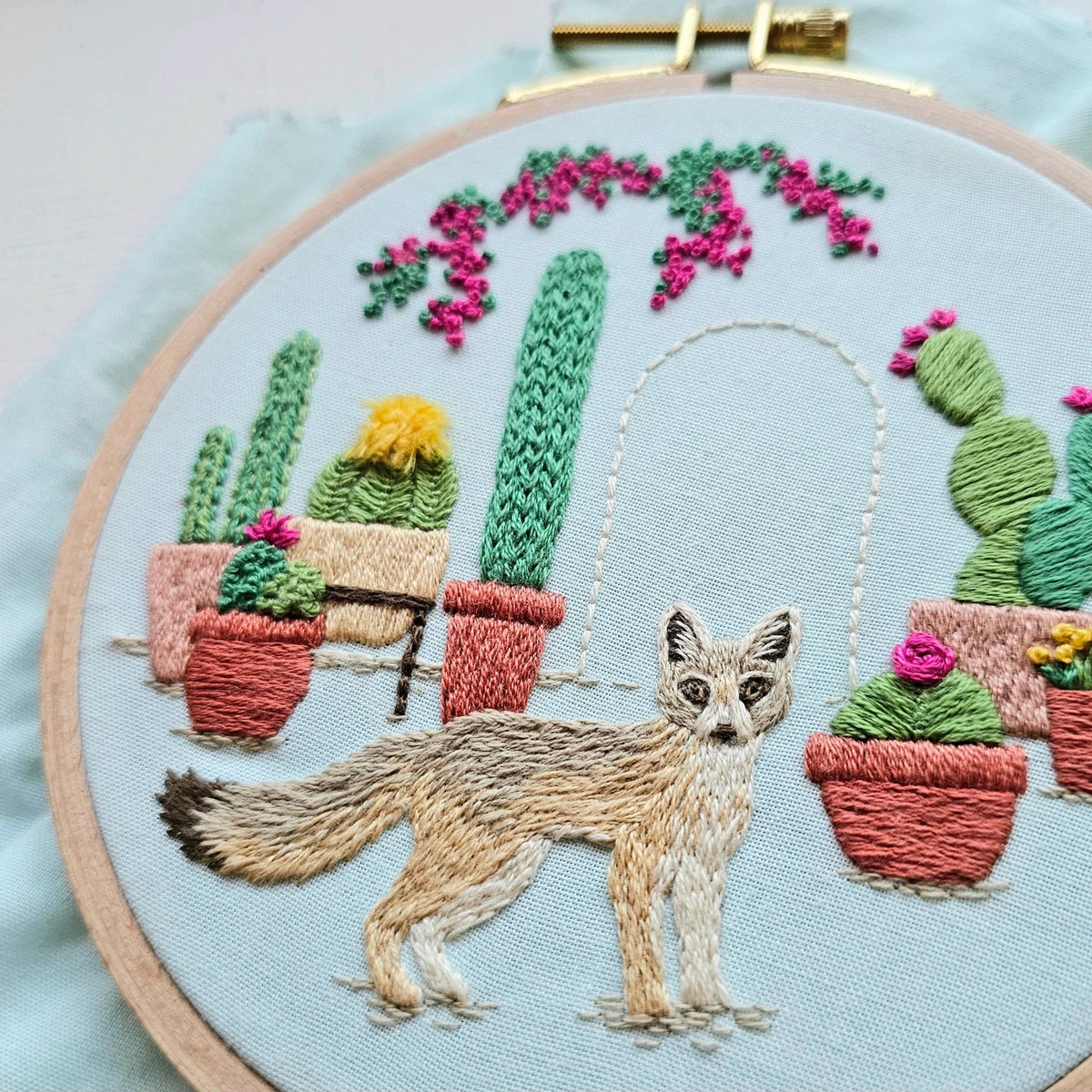 5" Desert Kit Fox Embroidery Kit - Shop at Persephone's Hearth