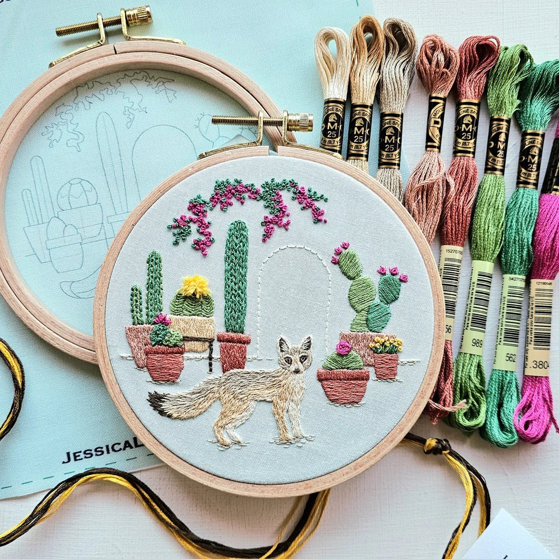 5" Desert Kit Fox Embroidery Kit - Shop at Persephone's Hearth