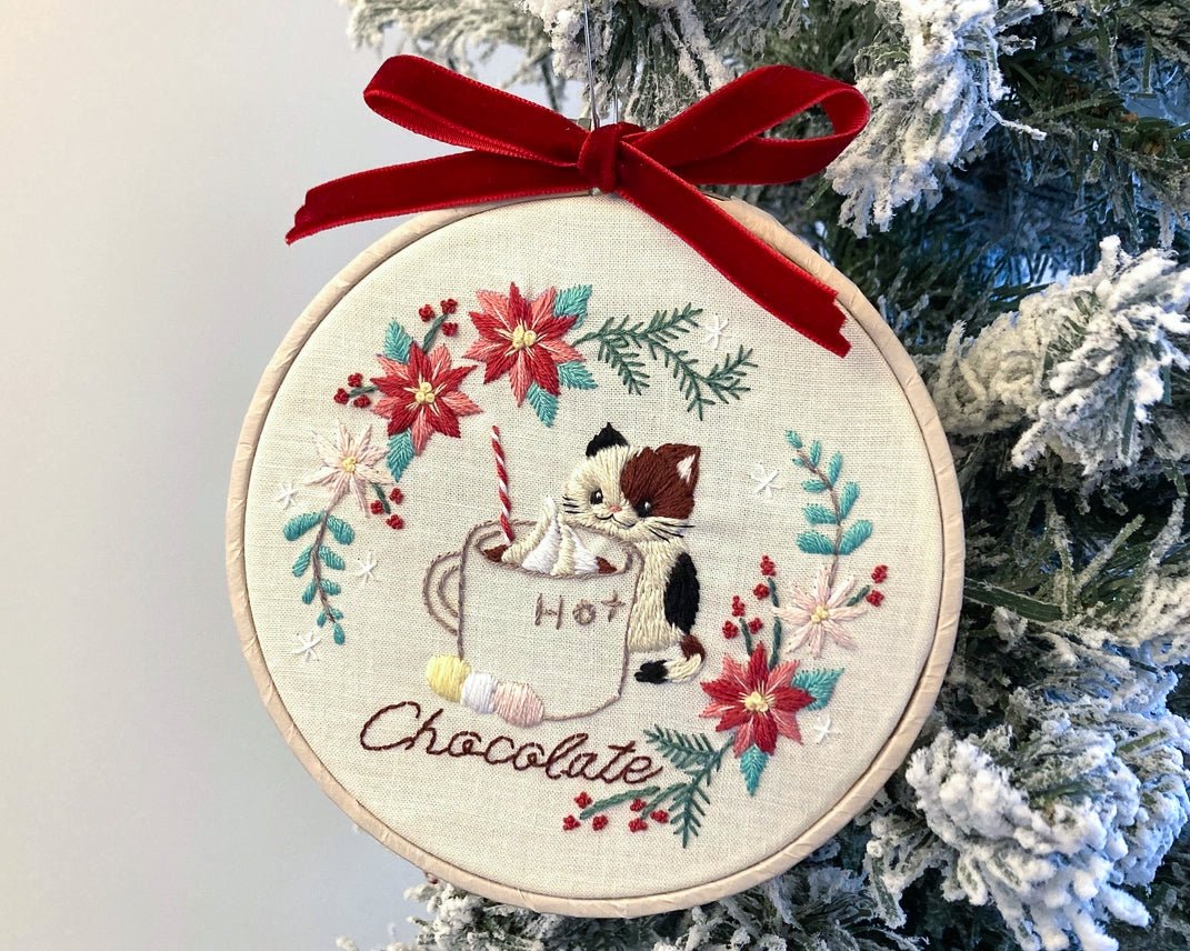 5" Hot Chocolate Cat Embroidery Kit - Shop at Persephone's Hearth